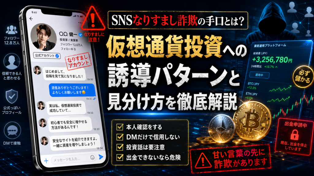 SNSなりすまし詐欺の手口とは？仮想通貨投資への誘導パターンと見分け方を徹底解説