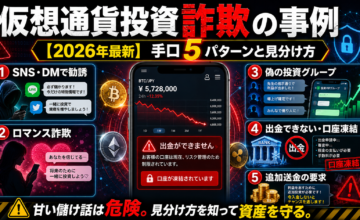 仮想通貨投資詐欺の事例【2026年最新】手口5パターンと見分け方