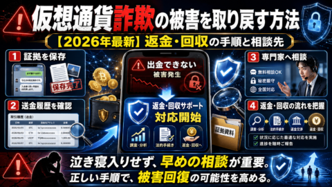 仮想通貨詐欺の被害を取り戻す方法【2026年最新】返金・回収の手順と相談先