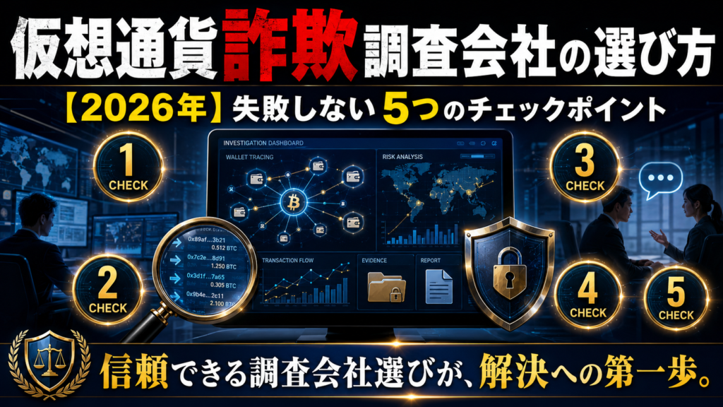 仮想通貨詐欺調査会社の選び方【2026年】失敗しない5つのチェックポイント