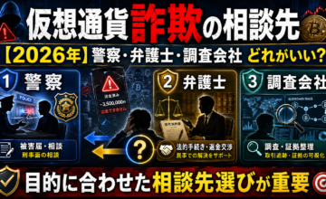 仮想通貨詐欺の相談先【2026年】警察・弁護士・調査会社どれがいい？
