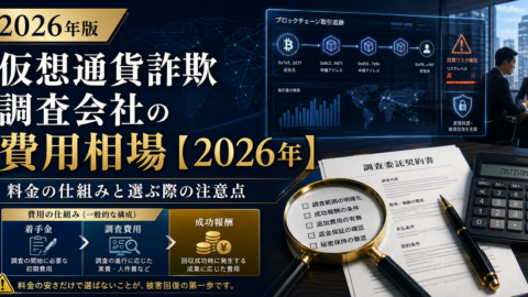 仮想通貨詐欺調査会社の費用相場【2026年】料金の仕組みと選ぶ際の注意点