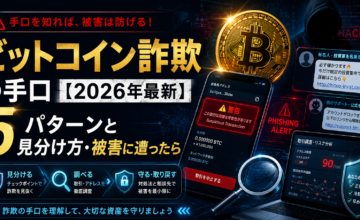 ビットコイン詐欺の手口【2026年最新】5パターンと見分け方・被害に遭ったら