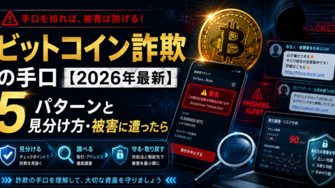 ビットコイン詐欺の手口【2026年最新】5パターンと見分け方・被害に遭ったら
