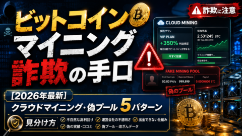 ビットコインマイニング詐欺の手口【2026年最新】クラウドマイニング・偽プール5パターンと見分け方