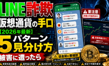 LINE詐欺 仮想通貨の手口【2026年最新】5パターンと見分け方・被害に遭ったら