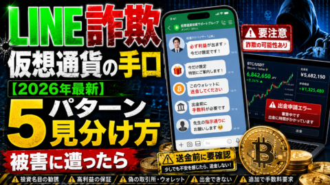 LINE詐欺 仮想通貨の手口【2026年最新】5パターンと見分け方・被害に遭ったら