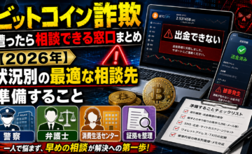 ビットコイン詐欺に遭ったら相談できる窓口まとめ【2026年】状況別の最適な相談先と準備すること