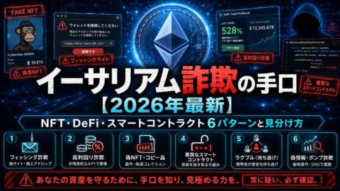 イーサリアム詐欺の手口【2026年最新】NFT・DeFi・スマートコントラクト6パターンと見分け方