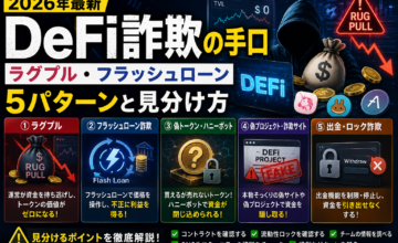 DeFi詐欺の手口【2026年最新】ラグプル・フラッシュローン5パターンと見分け方
