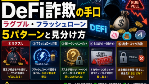 DeFi詐欺の手口【2026年最新】ラグプル・フラッシュローン5パターンと見分け方