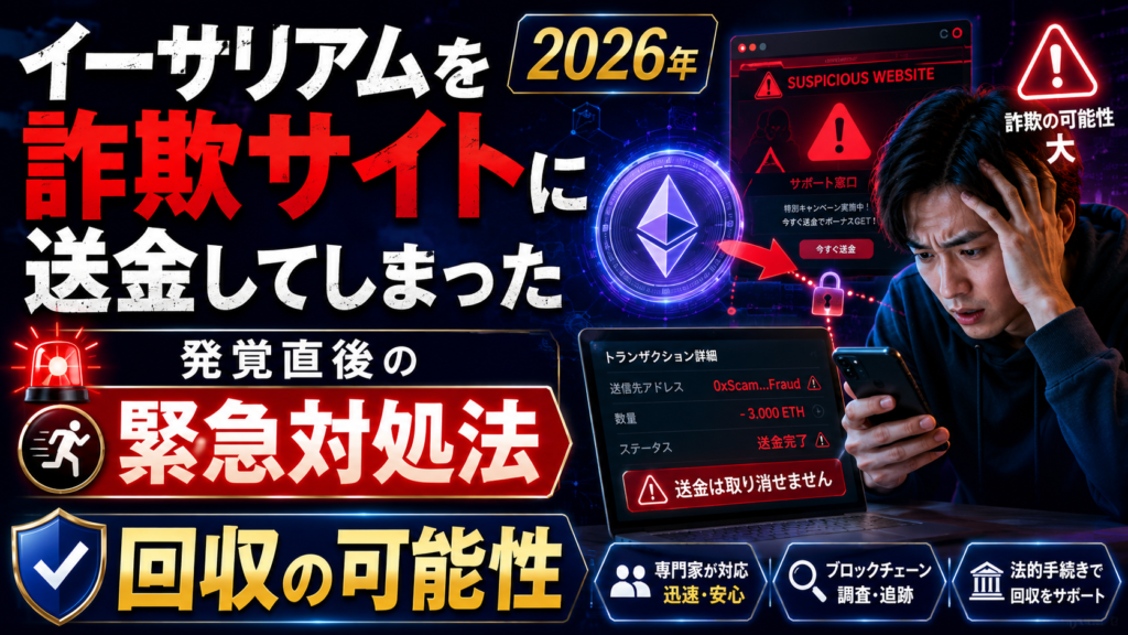 イーサリアムを詐欺サイトに送金してしまった【2026年】発覚直後の緊急対処法と回収の可能性