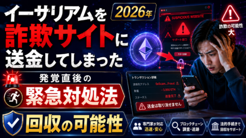 イーサリアムを詐欺サイトに送金してしまった【2026年】発覚直後の緊急対処法と回収の可能性