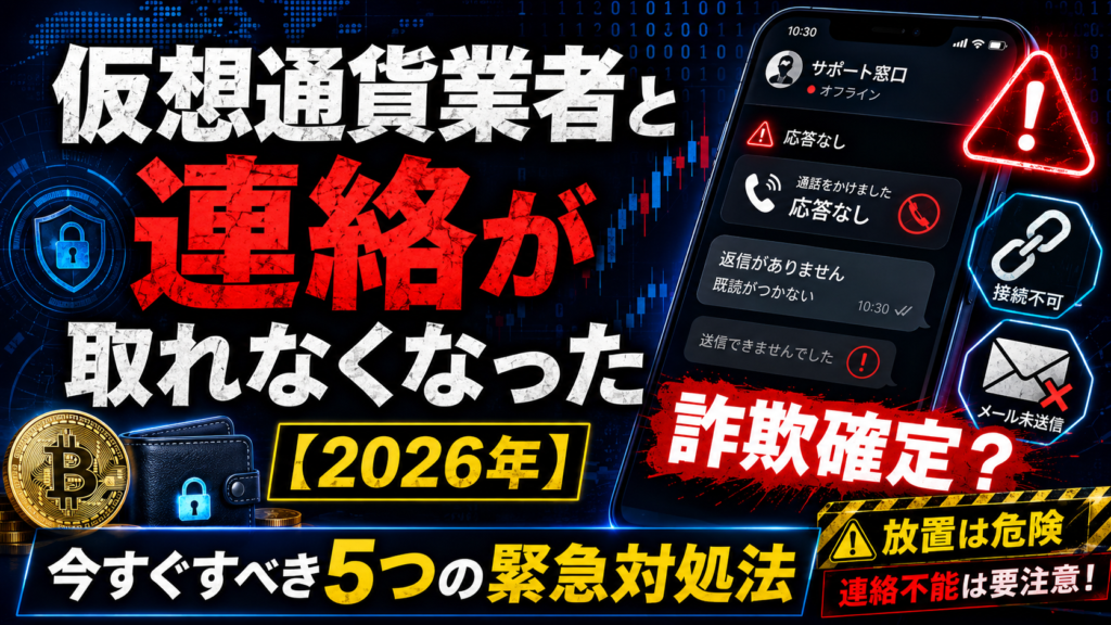 仮想通貨業者と連絡が取れなくなった【2026年】詐欺確定？今すぐすべき5つの緊急対処法