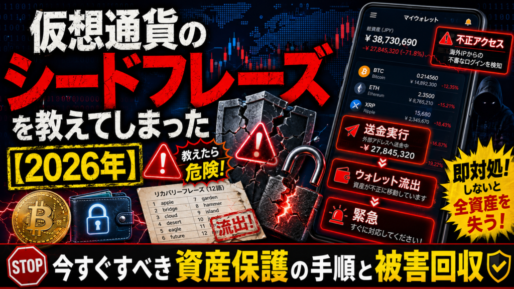 仮想通貨のシードフレーズを教えてしまった【2026年】今すぐすべき資産保護の手順と被害回収