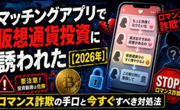マッチングアプリで仮想通貨投資に誘われた【2026年】ロマンス詐欺の手口と今すぐすべき対処法