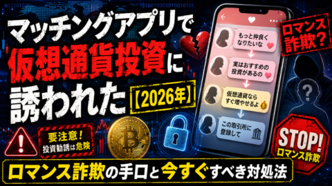 マッチングアプリで仮想通貨投資に誘われた【2026年】ロマンス詐欺の手口と今すぐすべき対処法