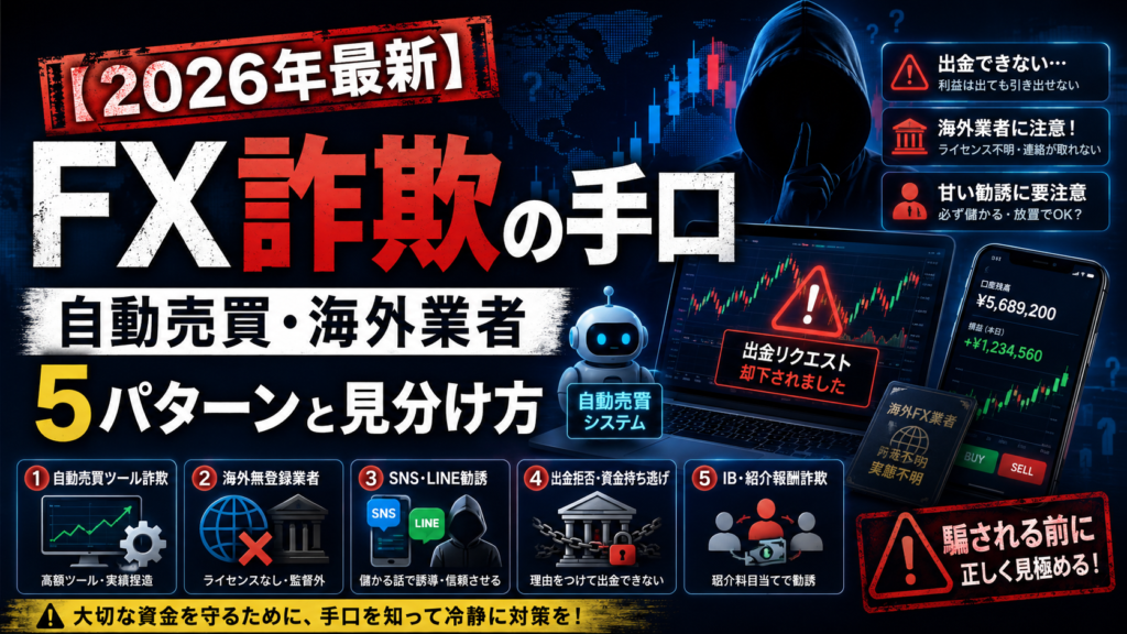 FX詐欺の手口【2026年最新】自動売買・海外業者5パターンと見分け方