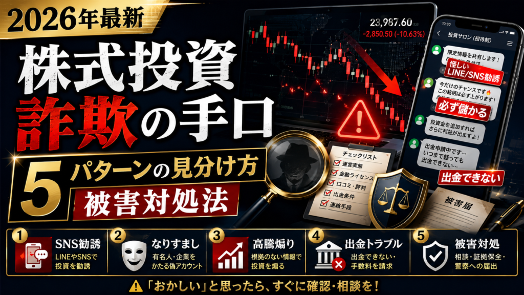 株式投資詐欺の手口【2026年最新】5パターンの見分け方と被害対処法