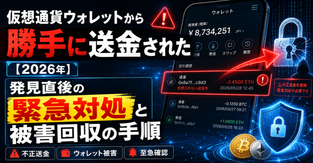 仮想通貨ウォレットから勝手に送金された【2026年】発見直後の緊急対処と被害回収の手順