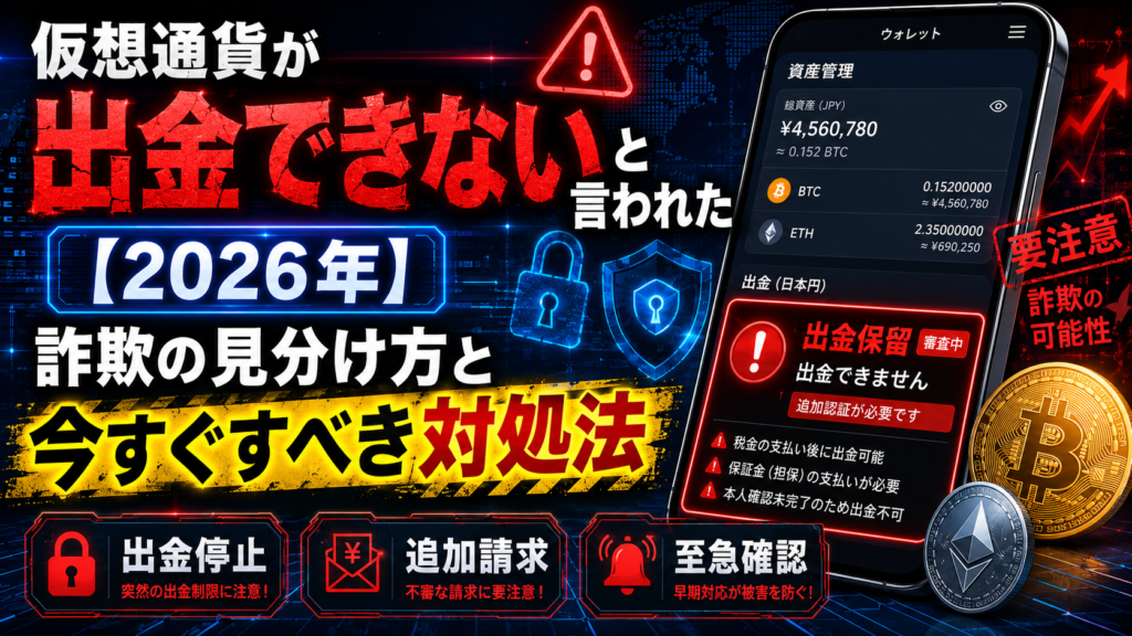 仮想通貨が出金できないと言われた【2026年】詐欺の見分け方と今すぐすべき対処法