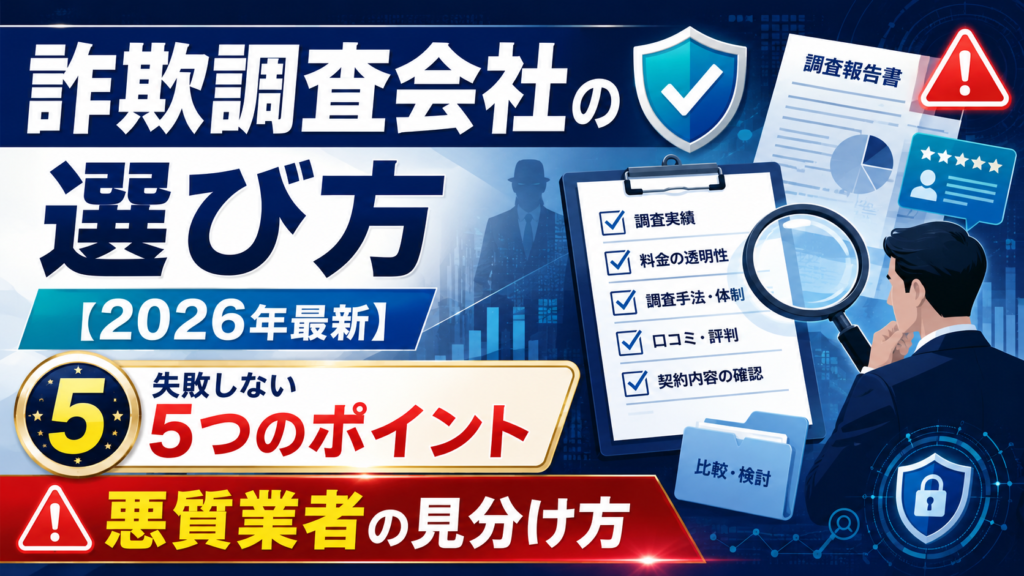 詐欺調査会社の選び方【2026年最新】失敗しない5つのポイントと悪質業者の見分け方