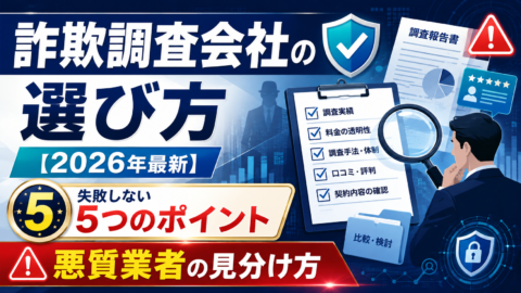 詐欺調査会社の選び方【2026年最新】失敗しない5つのポイントと悪質業者の見分け方