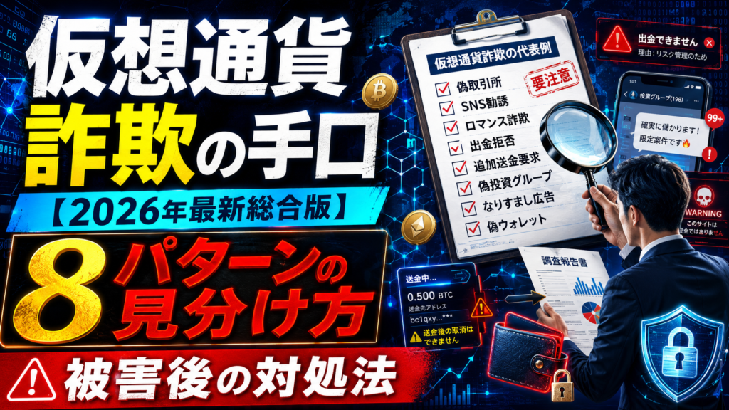 仮想通貨詐欺の手口【2026年最新総合版】8パターンの見分け方と被害後の対処法