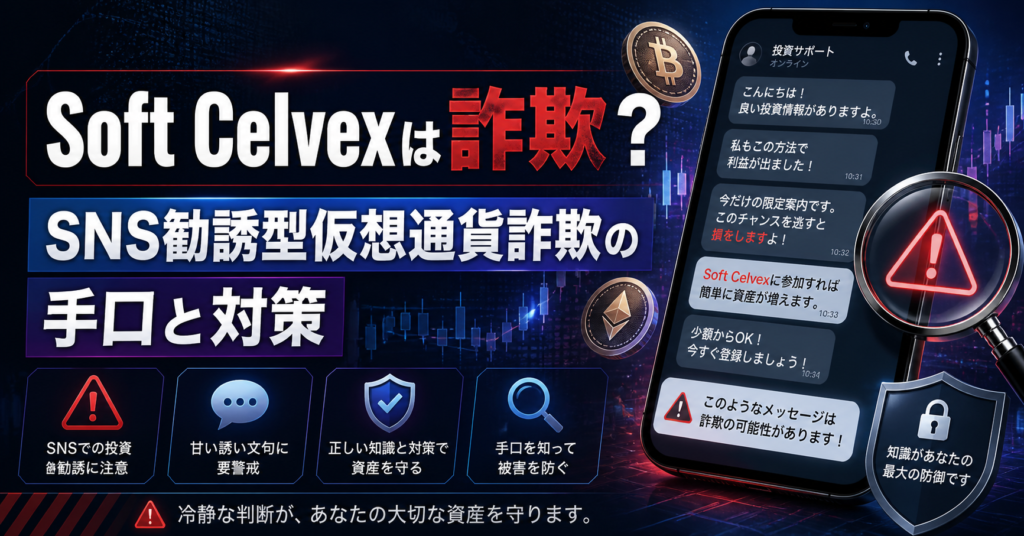 Soft Celvexは詐欺？SNS勧誘型仮想通貨詐欺の手口と対策